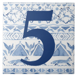 Azulejo Animal Blue Woodland Ikat House Dirección número 5