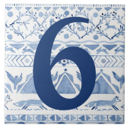 Azulejo Animal Blue Woodland Ikat House Dirección número 6