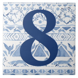 Azulejo Animal Blue Woodland Ikat House Dirección número 8