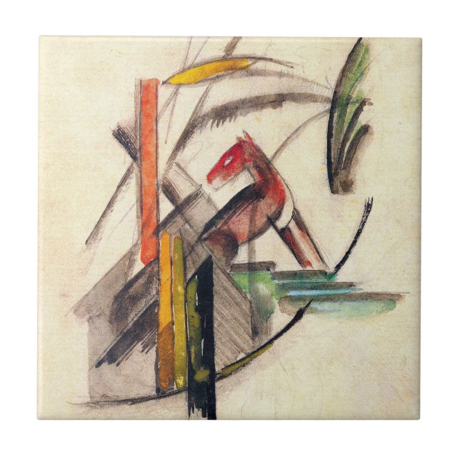 Azulejo Animal de Franz Marc, arte del expresionismo vinta (Frente)