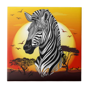 Azulejo Animal silvestre de la sabana africana cebra