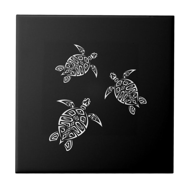 Azulejo Animal Tatoo De Tortugas Negras Y Blancas (Frente)