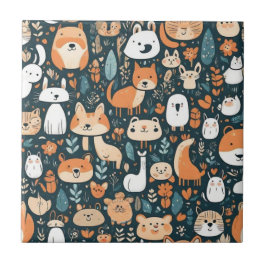 Azulejo Animales bonitos diseño de decoración verde