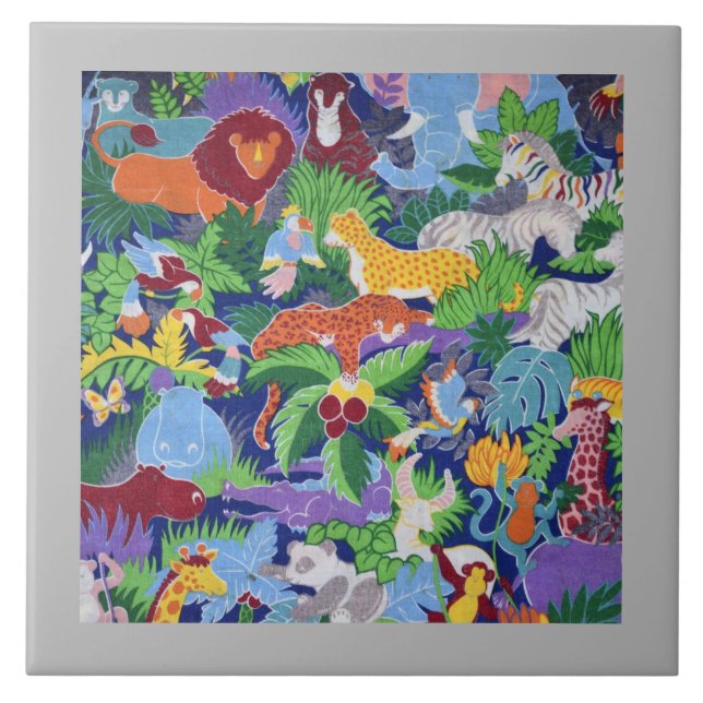 Azulejo Animales Coloridos de la Jungla (Frente)