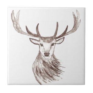Azulejo Animales de bosque de venados Rústico negro vintag