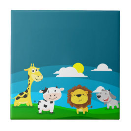 Azulejo Animales de dibujos animados           
