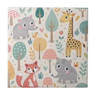 Azulejo Animales de Dibujos Animados Adorables: Elefante B