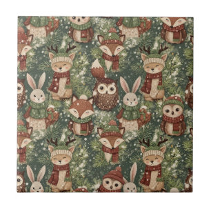 Azulejo Animales de Navidad en el Bosque Patrón – Lindo In