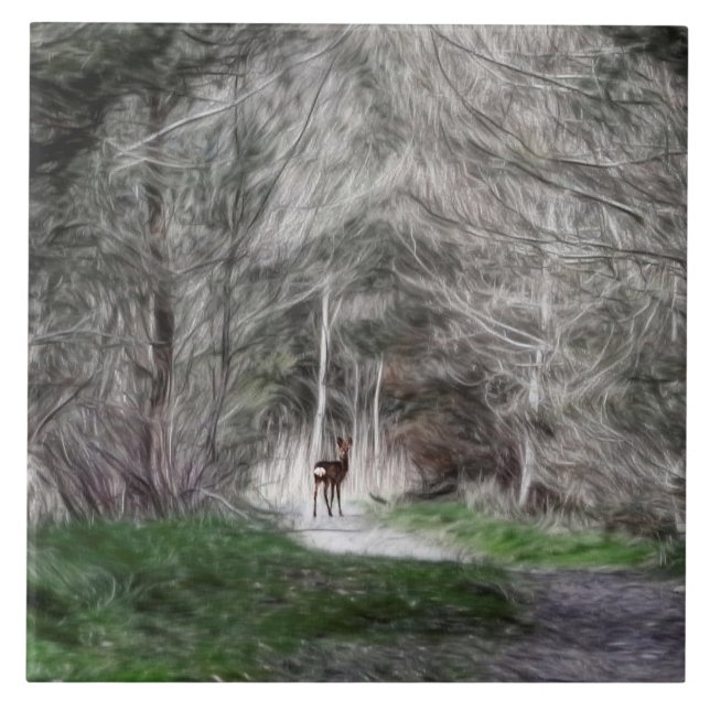 Azulejo Animales del bosque del arbolado de la fantasía (Frente)