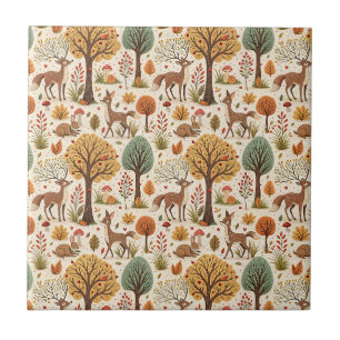 Azulejo Animales del Bosque y Patrón de Temporada de Bosqu