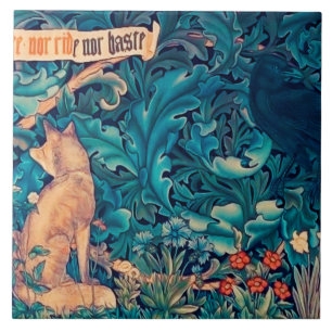 Azulejo Animales en el bosque, tela cerámica William Morr