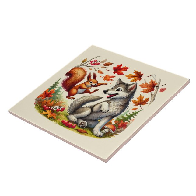 Azulejo Animales mixtos de bosque de cuajo (Lado)