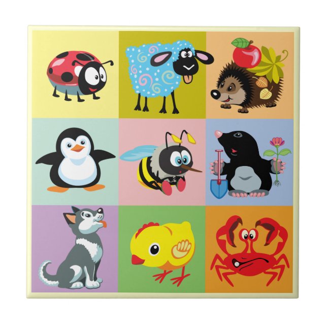 Azulejo animales personalizados para niños (Frente)