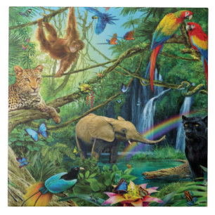 Azulejo Animales que viven juntos tiran almohada