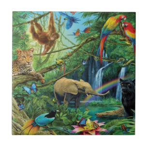 Azulejo Animales que viven juntos tiran almohada