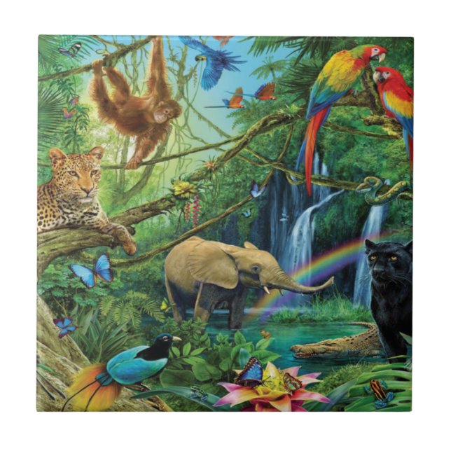 Azulejo Animales que viven juntos tiran almohada (Frente)