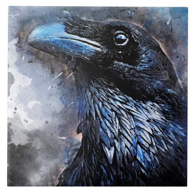 Azulejo #animals del #bird del #crow del arte del cuervo (Frente)