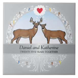 Azulejo Aniversario Boda 25 personalizado, Buck & Doe