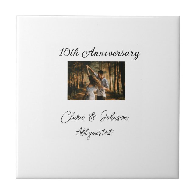 Azulejo Aniversario boda agregar nombre año imagen par de  (Frente)