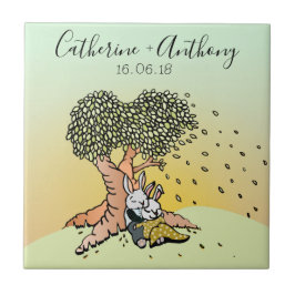 Azulejo Aniversario del Boda de Conejos Conejos Conejitos 