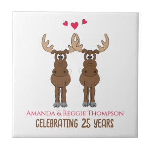 Azulejo Aniversario gracioso Fiesta Cute Whimsical Moose