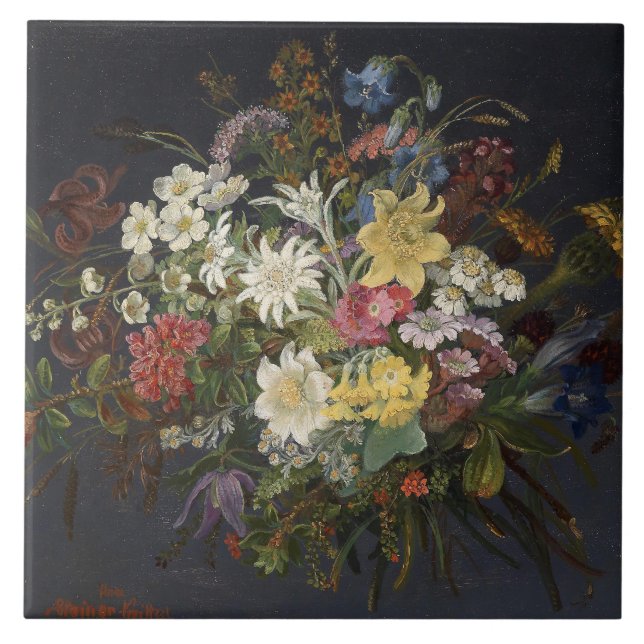 Azulejo Anna Stainer-Knittel Flores alpinas vintage (Frente)
