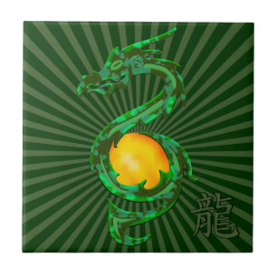Azulejo Año Chino del Dragón Verde Jade