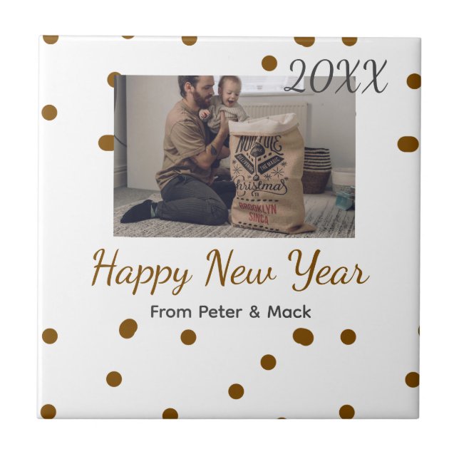 Azulejo Año Nuevo feliz El padre único agrega el nombre de (Frente)