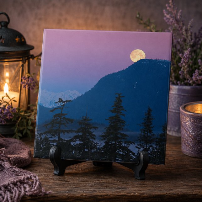 Azulejo Anochecer en Alaska (Nightfall in Alaska Ceramic Tile)