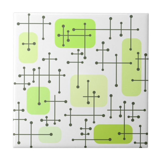 Azulejo Años 1950 Eames Era Arte Crosshal Chartreuse (Frente)
