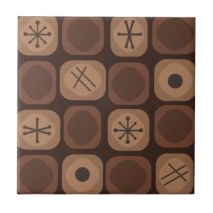 Azulejo Años 1950 Mod Art Cubes suaves marrón