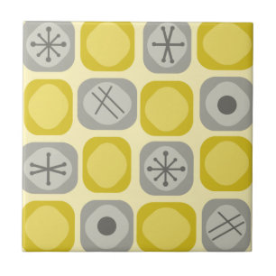 Azulejo Años 1950 Mod Art Cubos blandos Gris amarillo