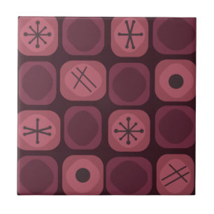 Azulejo Años 1950 Mod Art Soft Cubes Borgoña
