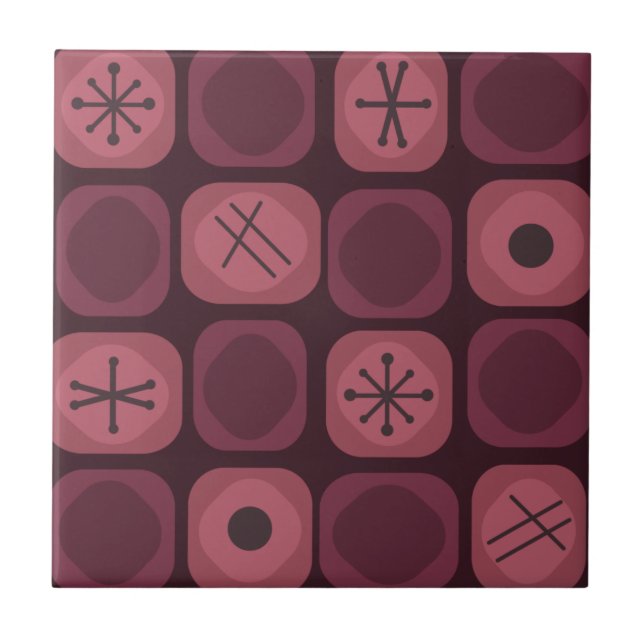 Azulejo Años 1950 Mod Art Soft Cubes Borgoña (Frente)