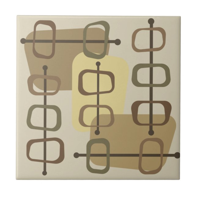 Azulejo Años 1950 Resumen Art Hollow Rocks Beige (Frente)