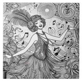 Azulejo Años veinte rugientes Art Deco Retro Glam negro y 