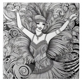 Azulejo Años veinte rugientes Art Deco Retro Glam negro y 