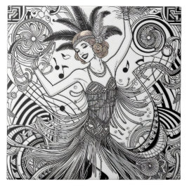 Azulejo Años veinte rugientes Art Deco Retro Glam negro y 