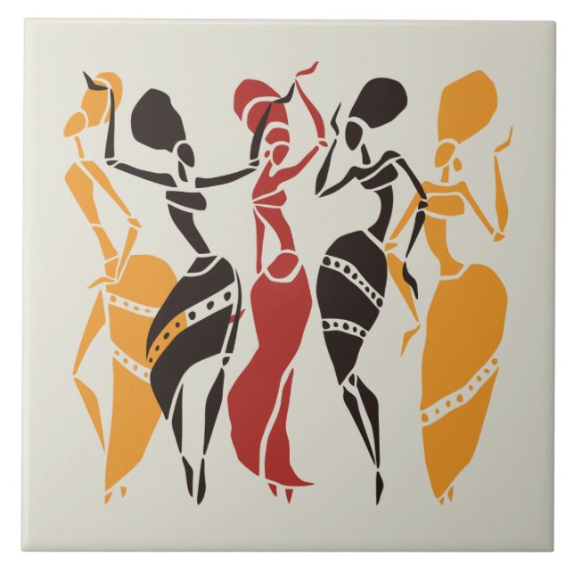 Azulejo Antecedentes de bailarines africanos ilustrados (Frente)