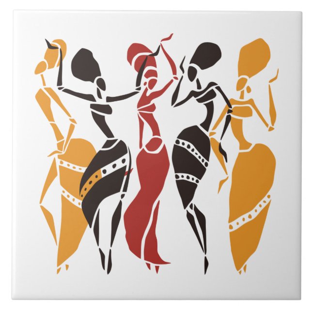 Azulejo Antecedentes de bailarines africanos ilustrados (Frente)