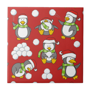 Azulejo Antecedentes de pingüinos navidades