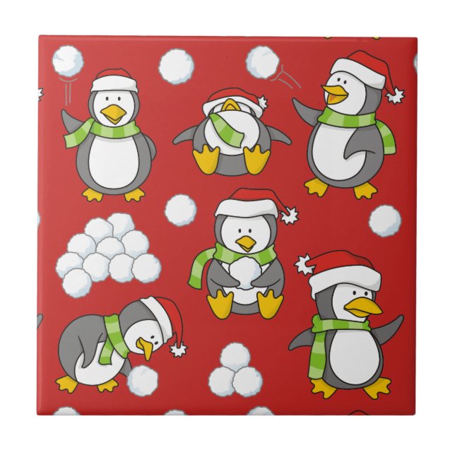 Azulejo Antecedentes de pingüinos navidades (Frente)