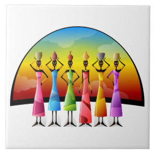 Azulejo Antecedentes ilustrados de mujeres africanas