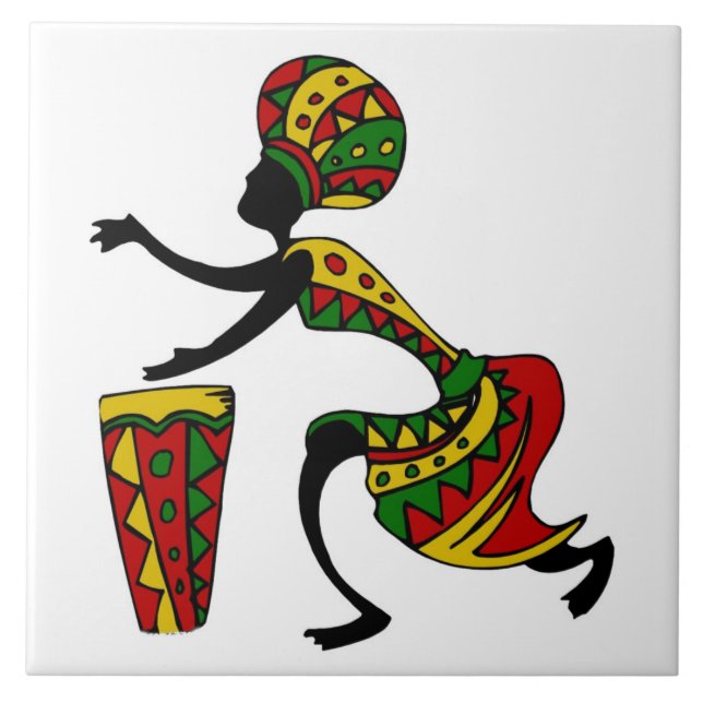 Azulejo Antecedentes ilustrados de mujeres africanas (Frente)