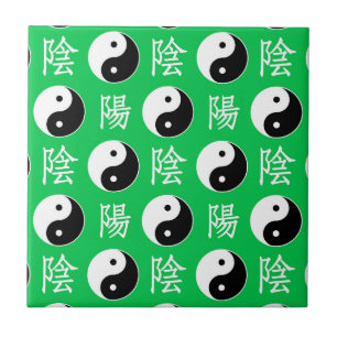 Azulejo Antecedentes verdes Patrón chino de Yinyang