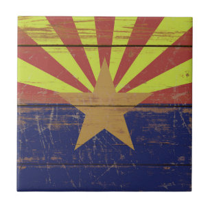 Azulejo Antigua bandera estatal de Wooden Arizona