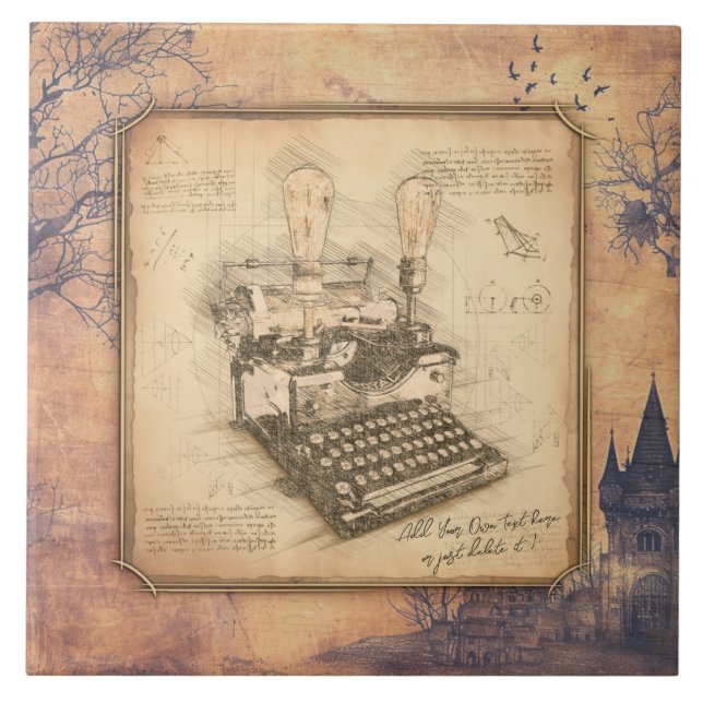 Azulejo Antigua máquina de escribir. Regalo de autor/escri (Frente)