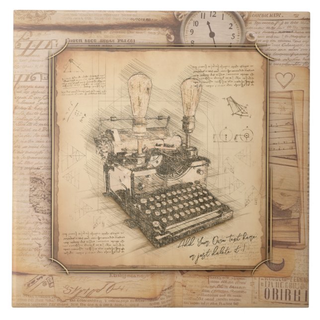 Azulejo Antigua máquina de escribir. Regalo de autor/escri (Frente)