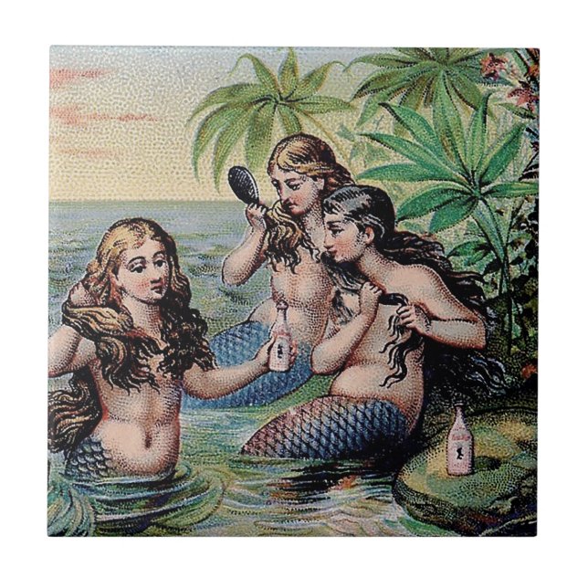 Azulejo Antigüedad de Sirena Mágica Océano Náutico (Frente)