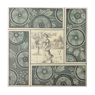 Azulejo Antigüedad Transferware de la reproducción VT004